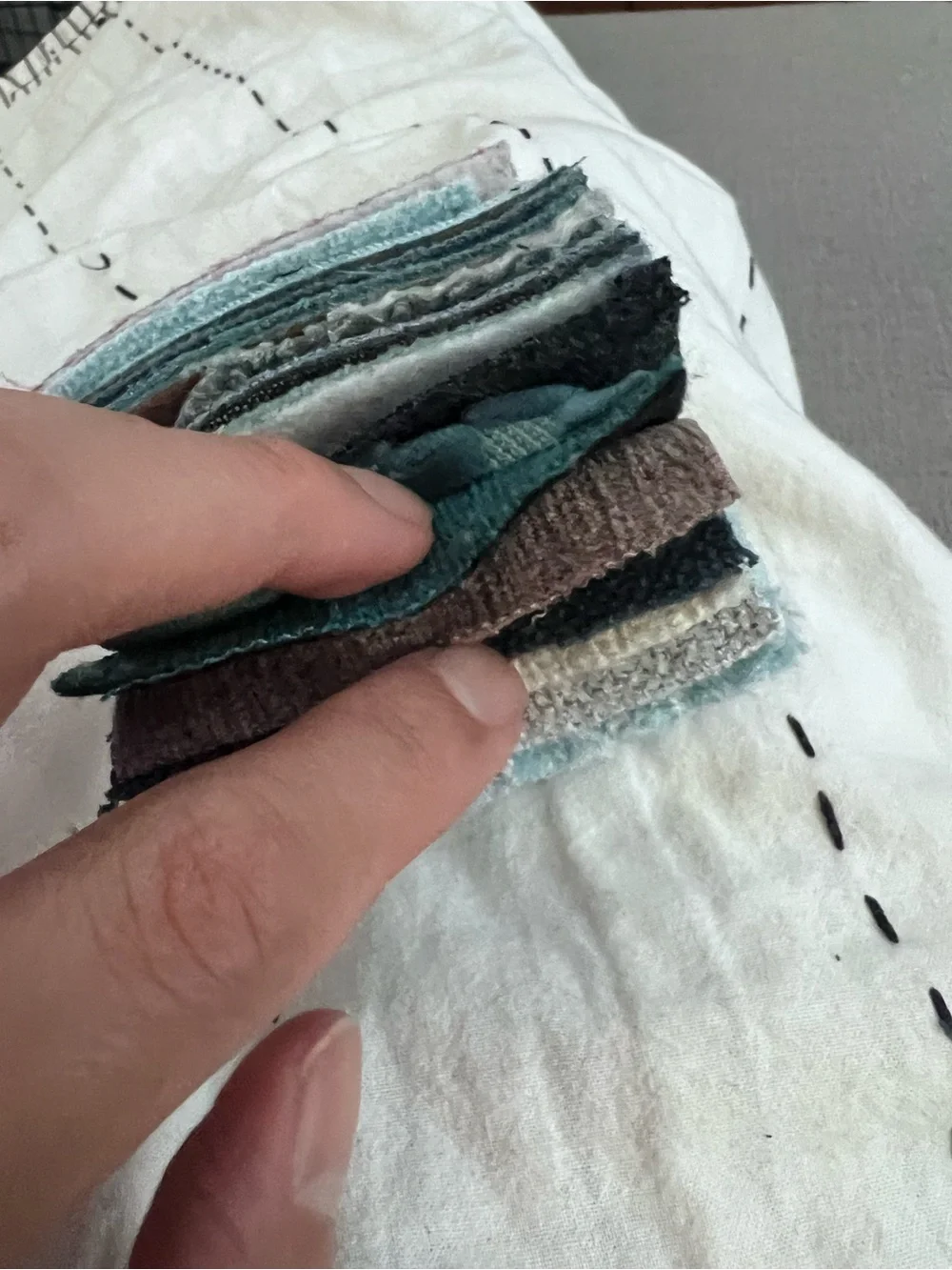 Mixed Crafting Fabric Swatches & Textures | Blue Teal & Gray Tones Bundle 20 3x3